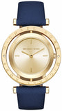 Michael Kors Averi Gold Dial Navy Blue Leather Strap Watch for Women - MK2526 Authentic Buy Shop Now