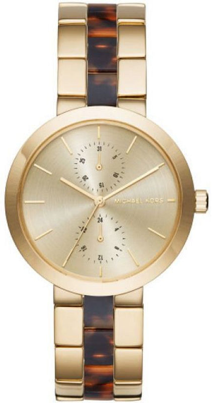 Michael Kors Garner Multifunction Gold Dial Two Tone Steel Strap Watch For Women - MK6471 Authentic Buy Shop Now