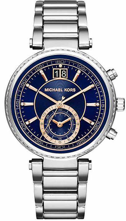 Michael Kors Sawyer Navy Blue Dial Silver Steel Strap Watch for Women - MK6224 Authentic Buy Shop Now