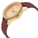 Movado Bold Rose Gold Dial Red Leather Strap Watch for Women - 3600447 Authentic Buy Shop Now