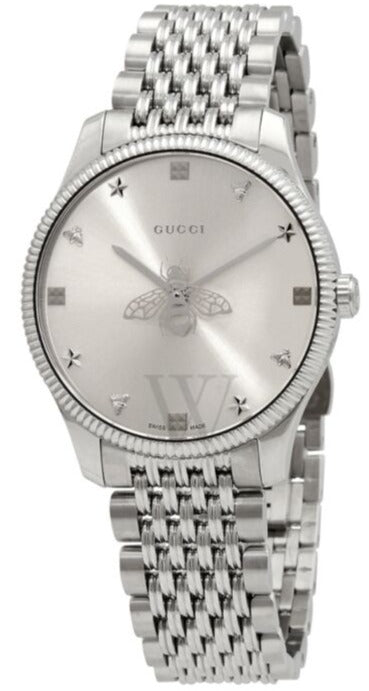 Gucci G Timeless Quartz Silver Dial Silver Steel Strap Watch For Women - YA1264153 Authentic Buy Shop Now