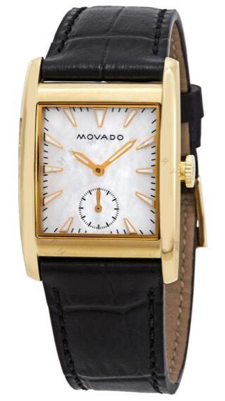 Movado Heritage Mother of Pearl White Dial Black Leather Strap Watch For Women - 3650050 Authentic Buy Shop Now