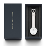 Daniel Wellington Petite Bondi White Dial White Leather Strap Watch For Women - DW00100190 Authentic Buy Shop Now