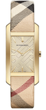 Burberry Pioneer Gold Dial Haymarket Beige Leather Strap Watch for Women - BU9509 Authentic Buy Shop Now