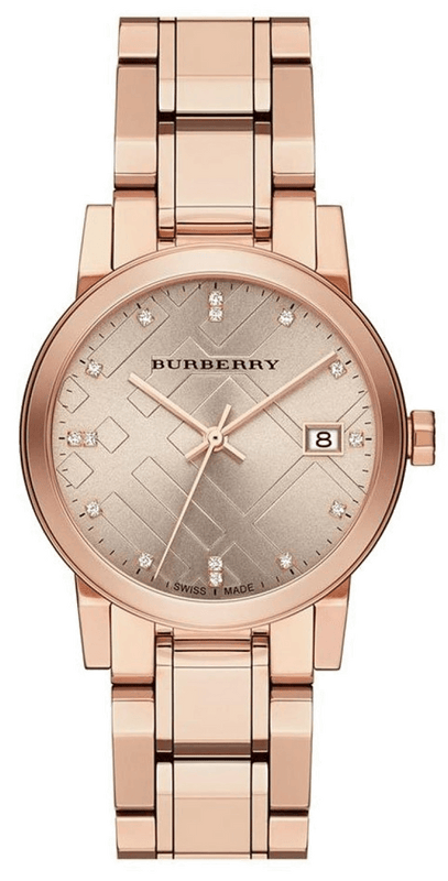 Burberry The City Diamonds Rose Gold Dial Rose Gold Steel Strap Watch for Women - BU9126 Authentic Buy Shop Now