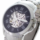 Fossil Grant Automatic Skeleton Black Dial Silver Steel Strap Watch for Men - ME3103 Authentic Buy Shop Now