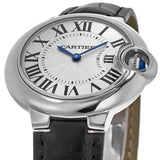 Cartier Ballon Bleu De Cartier Silver Dial Black Leather Strap Watch for Women - WSBB0034 Authentic Buy Shop Now