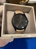 Michael Kors Slim Runway Black Dial Beige Leather Strap Watch For Men - MK8510 Authentic Buy Shop Now