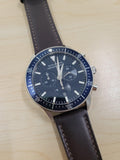 Movado Heritage 29mm Chronograph Blue Dial Brown Leather Strap Watch For Men - 3650061 Authentic Buy Shop Now