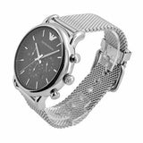 Emporio Armani Luigi Black Dial Silver Mesh Bracelet Watch For Men - AR8032 Authentic Buy Shop Now