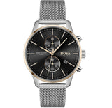 Hugo Boss Associate Black Dial Silver Mesh Bracelet Watch for Men - 1513805 Authentic Buy Shop Now