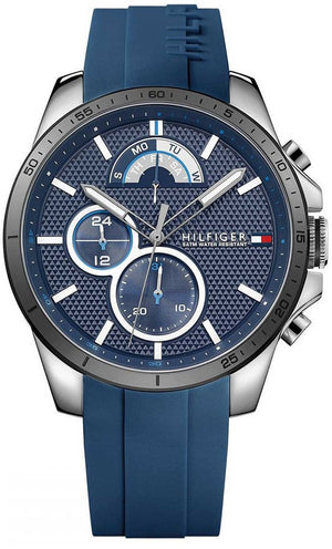 Tommy Hilfiger Decker Quartz Blue Dial Blue Rubber Strap Watch for Men - 1791350 Authentic Buy Shop Now