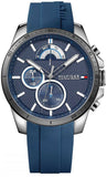 Tommy Hilfiger Decker Quartz Blue Dial Blue Rubber Strap Watch for Men - 1791350 Authentic Buy Shop Now