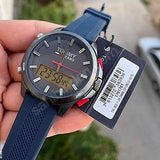 Tommy Hilfiger Digital Analog Blue Dial Blue Rubber Strap Watch For Men - 1791761 Authentic Buy Shop Now