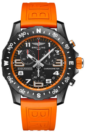 Breitling Endurance Pro Black Dial Orange Rubber Strap Watch for Men - X82310A51B1S1 Authentic Buy Shop Now