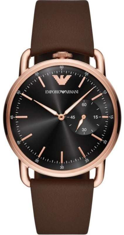 Emporio Armani Aviator Quartz Black Dial Brown Leather Strap Watch For Men - AR11337 Authentic Buy Shop Now