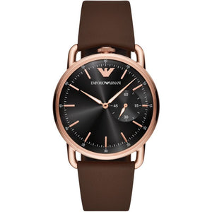 Emporio Armani Aviator Quartz Black Dial Brown Leather Strap Watch For Men - AR11337 Authentic Buy Shop Now