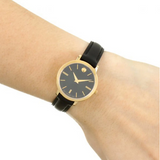 Movado Ultra Slim Black Dial Black Leather Strap Watch For Women - 0607095 Authentic Buy Shop Now
