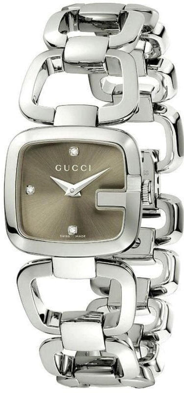 Gucci G Gucci Brown Dial Silver Steel Strap Watch For Women - YA125503 Authentic Buy Shop Now