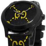 Gucci G Timeless Ghost Black Dial Black Leather Strap Watch For Men - YA1264019 Authentic Buy Shop Now