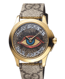 Gucci G Timeless Eye Beige Dial Beige Leather Strap Watch For Men - YA1264022 Authentic Buy Shop Now