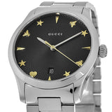 Gucci G Timeless Black Dial Silver Steel Strap Watch For Women - YA1264029A Authentic Buy Shop Now
