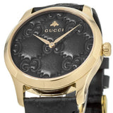 Gucci G Timeless Quartz Black Dial Black Leather Strap Watch For Women - YA1264034A Authentic Buy Shop Now