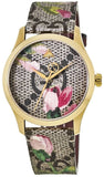 Gucci G Timeless Floral Brown Dial Brown Leather Strap Watch For Women - YA1264038 Authentic Buy Shop Now