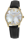 Gucci G-Timeless Mother of Pearl Dial Black Leather Strap Watch For Women - YA1264044 Authentic Buy Shop Now