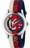 Gucci G Timeless Quartz White Red Blue Dial Multicolored NATO Strap Watch For Men - YA1264059 Authentic Buy Shop Now