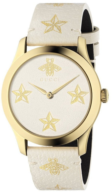 Gucci G Timeless White Dial White Leather Strap Watch For Women - YA1264096 Authentic Buy Shop Now
