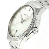 Gucci G Timeless Mother of Pearl White Dial Silver Steel Strap Watch For Women - YA126444 Authentic Buy Shop Now