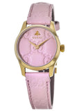 Gucci G Timeless Quartz Pink Dial Pink Leather Strap Watch For Women - YA1265005 Authentic Buy Shop Now