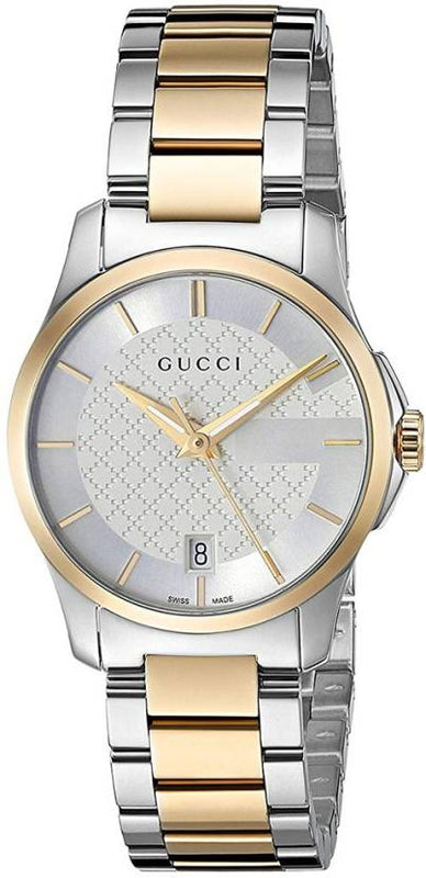 Gucci G Timeless Silver Dial Two Tone Steel Strap Watch For Women - YA126563 Authentic Buy Shop Now