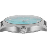 Gucci G-Timeless Turquoise Mother of Pearl Dial Silver Mesh Bracelet Watch For Women - YA126582 Authentic Buy Shop Now