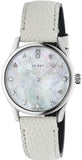 Gucci G-Timeless Mother of Pearl White Dial White Leather Strap Watch For Women - YA126597 Authentic Buy Shop Now