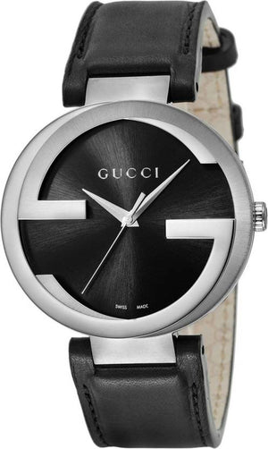 Gucci Interlocking G Iconic Black Dial Black Leather Strap Watch For Men - YA133205 Authentic Buy Shop Now