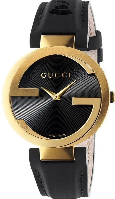 Gucci Interlocking G Grammy Special Edition Black Dial Black Leather Strap Watch for Women - YA133312 Authentic Buy Shop Now