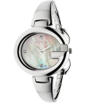 Gucci Guccissima Diamonds Mother of Pearl Dial Silver Steel Strap Watch For Women - YA134303 Authentic Buy Shop Now