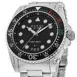 Gucci Dive Analog Black Dial Silver Steel Strap Watch For Men - YA136208 Authentic Buy Shop Now