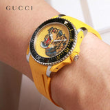 Gucci Dive Tiger Yellow Dial Yellow Rubber Strap Watch For Men - YA136317 Authentic Buy Shop Now