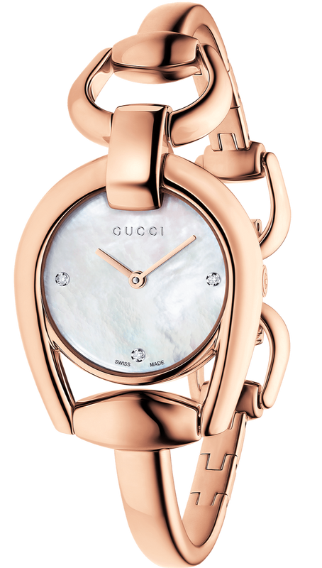 Gucci Horsebit Collection Diamonds Mother of Pearl Dial Rose Gold Steel Strap Watch For Women - YA139508 Authentic Buy Shop Now