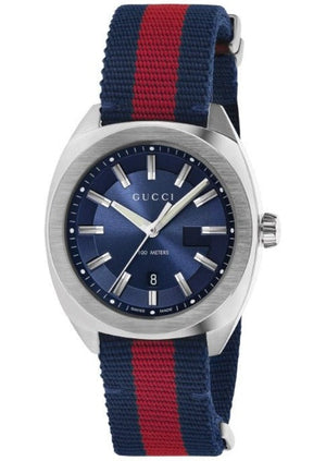 Gucci GG2570 Quartz Blue Dial Blue & Red Nylon Strap Watch For Men - YA142304 Authentic Buy Shop Now