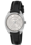 Gucci GG2570 Diamonds Silver Dial Black Leather Strap Watch For Women - YA142507 Authentic Buy Shop Now