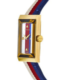Gucci G-Frame Mother of Pearl Dial White Blue Red Nylon Strap Watch For Women - YA147405 Authentic Buy Shop Now