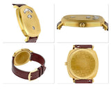 Gucci Grip Yellow Gold Dial Maroon Leather Strap Unisex Watch - YA157411 Authentic Buy Shop Now