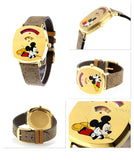 Gucci Grip Disney Mickey Mouse Gold Dial Brown Leather Strap Watch For Women - YA157420 Authentic Buy Shop Now