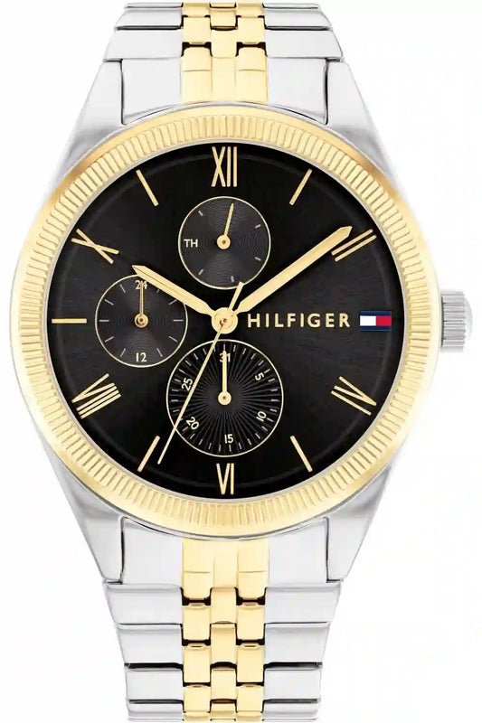 Tommy Hilfiger Monica Chronograph Black Dial Two Tone Steel Strap Watch For Women - 1782591 Authentic Buy Shop Now