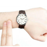 Guess Wafer Quartz White Dial Brown Leather Strap Watch For Men - W70016G2 Authentic Buy Shop Now