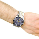 Emporio Armani Tazio Chronograph Blue Dial Gold & Silver Stainless Steel Strap Watch For Men - AR8030 Authentic Buy Shop Now